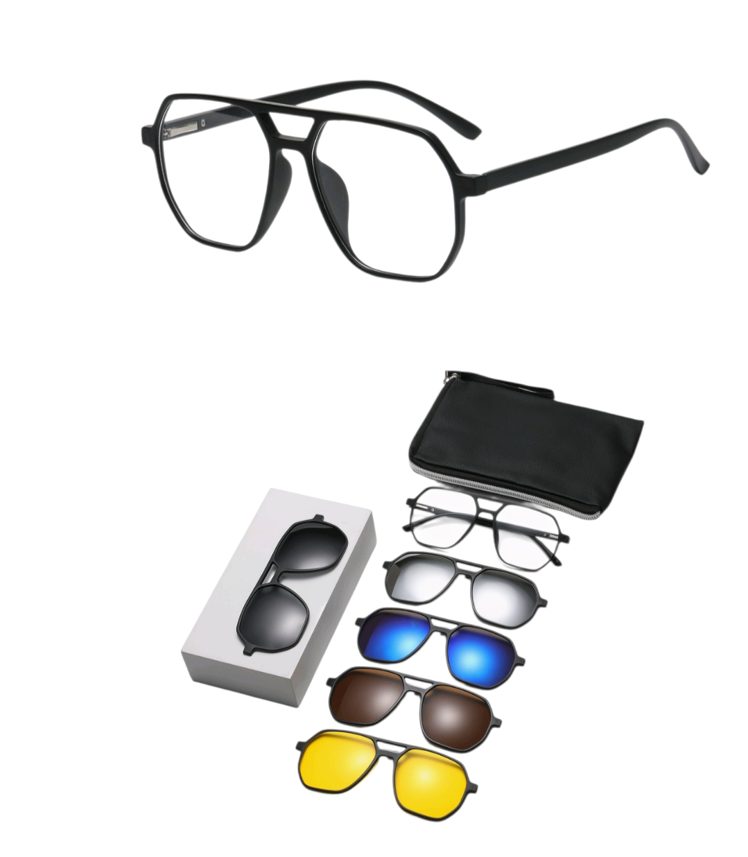 SIT TR90 Frame Magnetic Clip-On 6 in 1 Glasses for Unisex 2381T