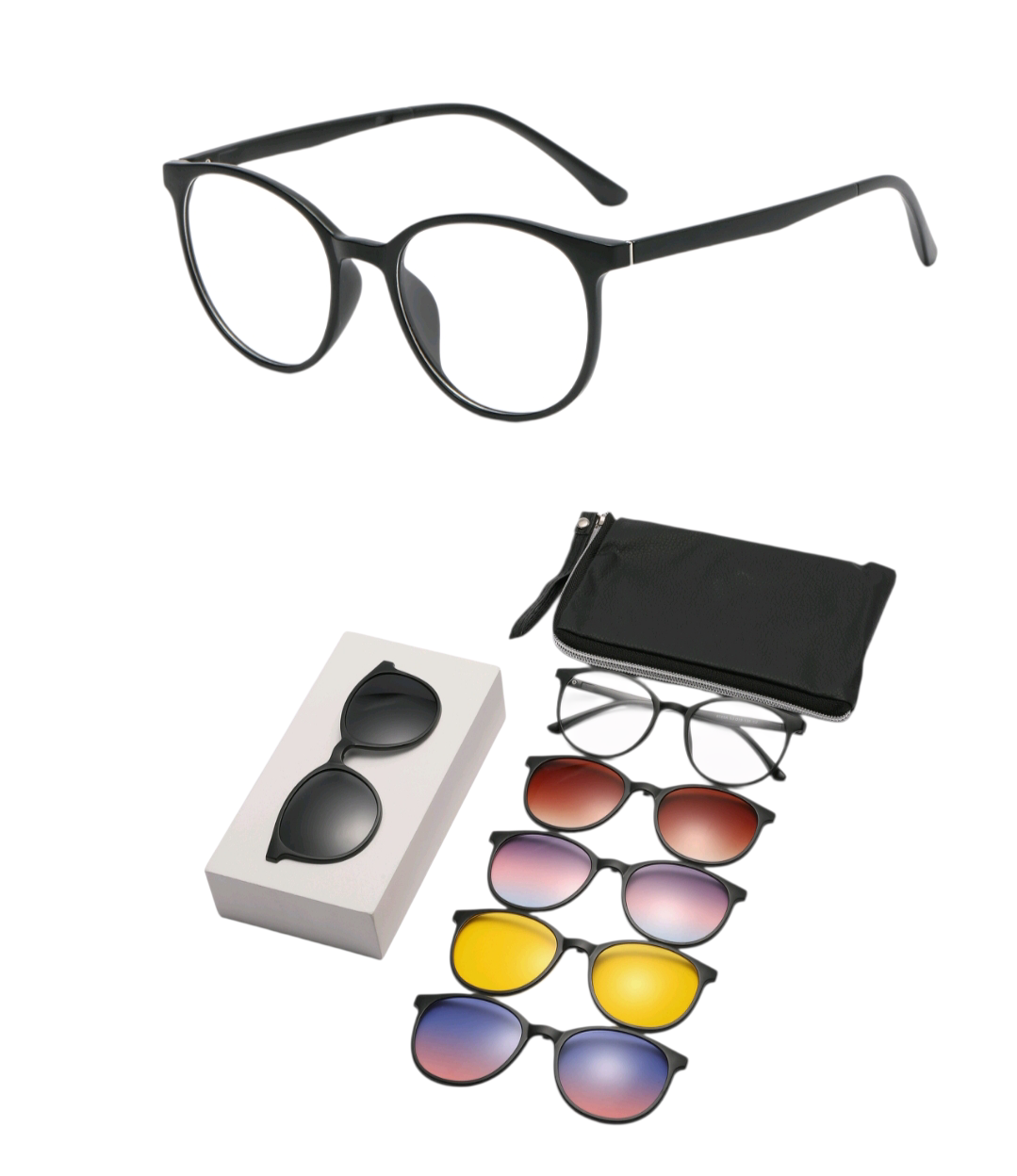 SIT TR90 Frame Magnetic Clip-On 6 in 1 Glasses for Unisex 9505T