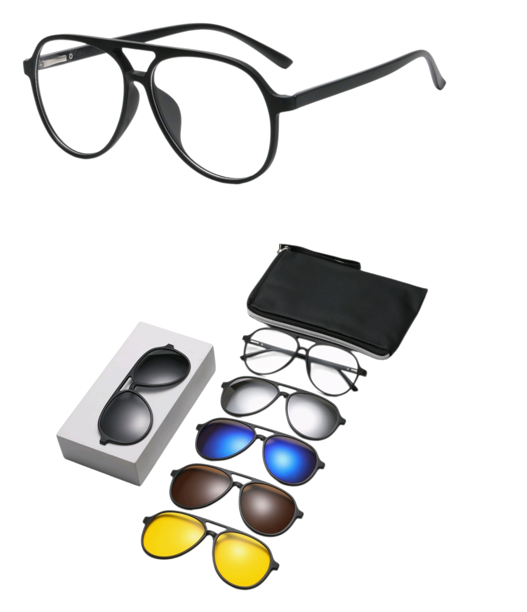 SIT TR90 Frame Magnetic Clip-On 6 in 1 Glasses for Unisex 2380T