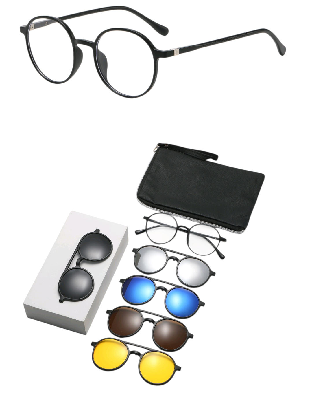 SIT TR90 Frame Magnetic Clip-On 6 in 1 Glasses for Unisex 2306T