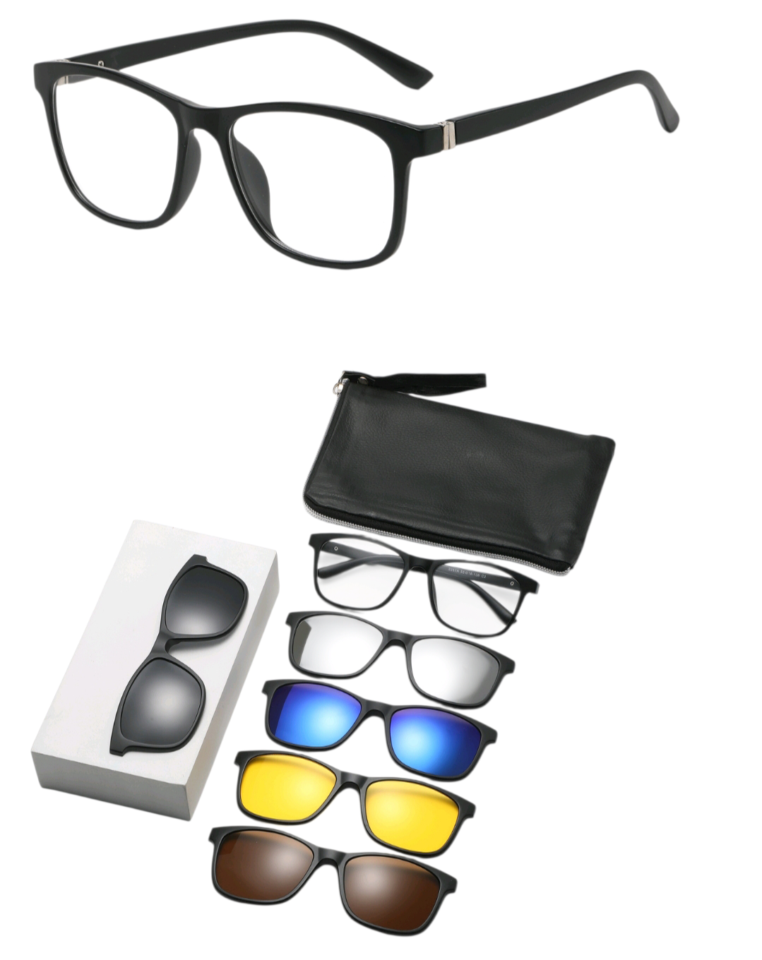 SIT TR90 Frame Magnetic Clip-On 6 in 1 Glasses for Unisex 2267T