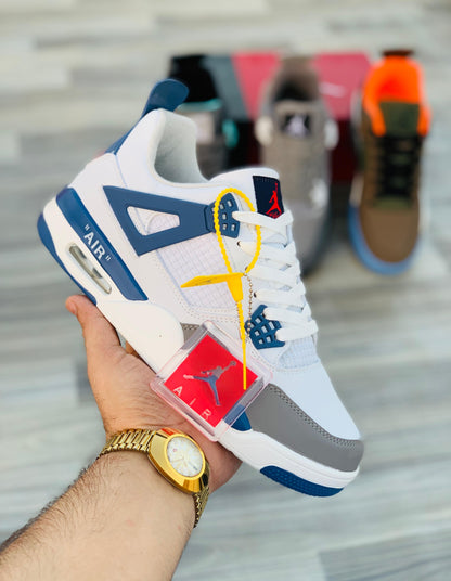 Air J 4 -WHITE-BLUE